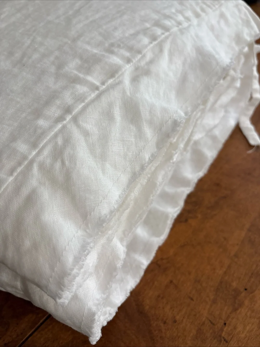 Pottery Barn Belgian Flax Linen Double Flange Pure White Duvet Cover
